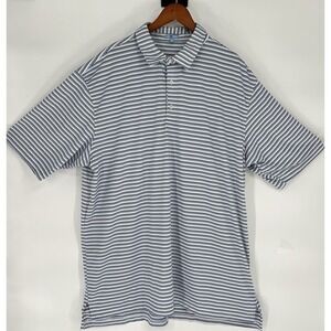 Genteal Striped Polo Shirt, Men Size 3XL, Blue / White Wicking Golf Performance